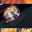 Boné Overhead Amarelo Caveira Floral Acetinado